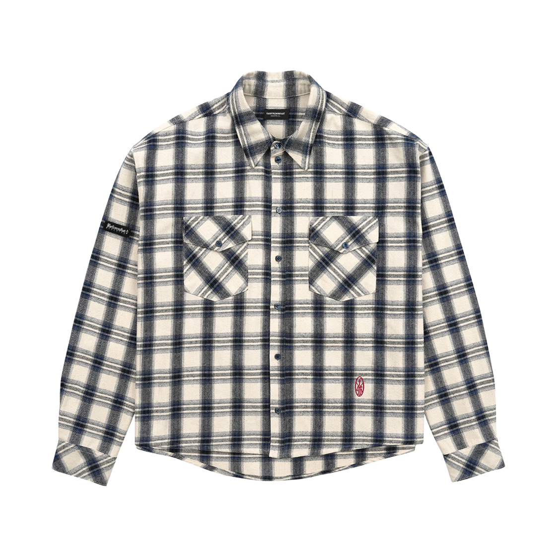 25089-1945-011-BK [더블적립]Farfromwhat Far Logo Flannel Shirts