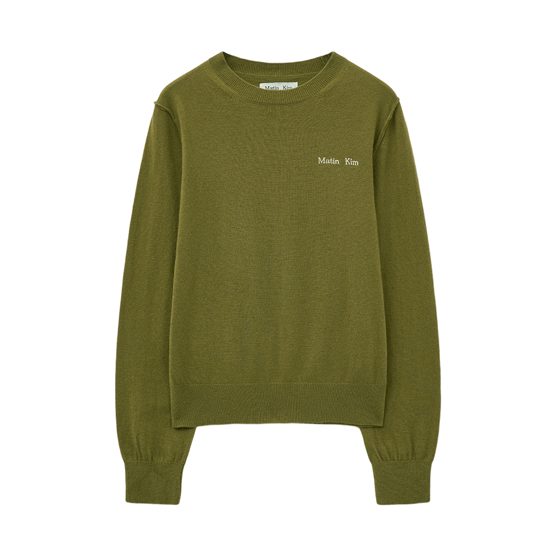 MK2577PO018MOL Matin Kim Cashmere Blended Round Knit Pullover Olive