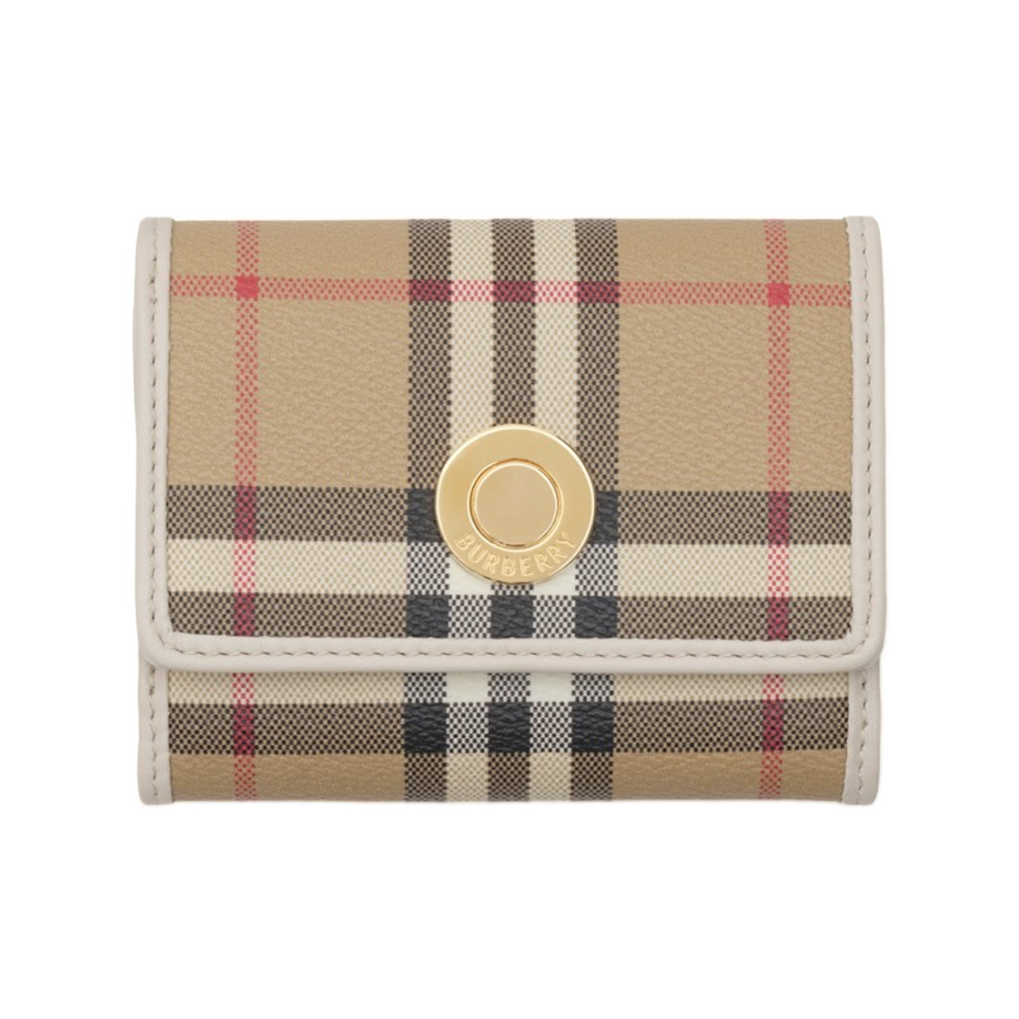 8125139 Burberry Small Check Folding Wallet Vintage Check Soap Beige