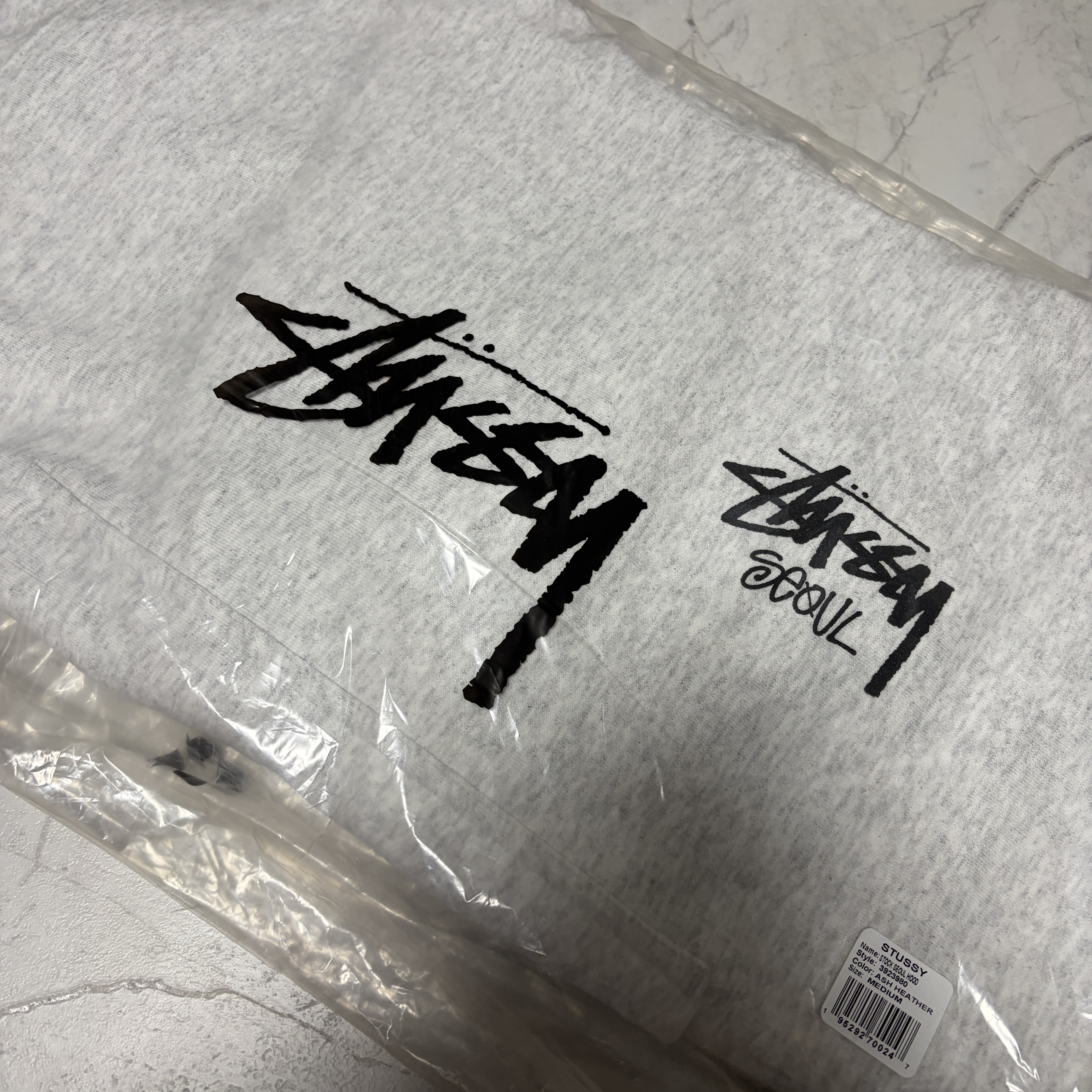 Stussy Stock Seoul Hood Ash Heather 착용 스타일