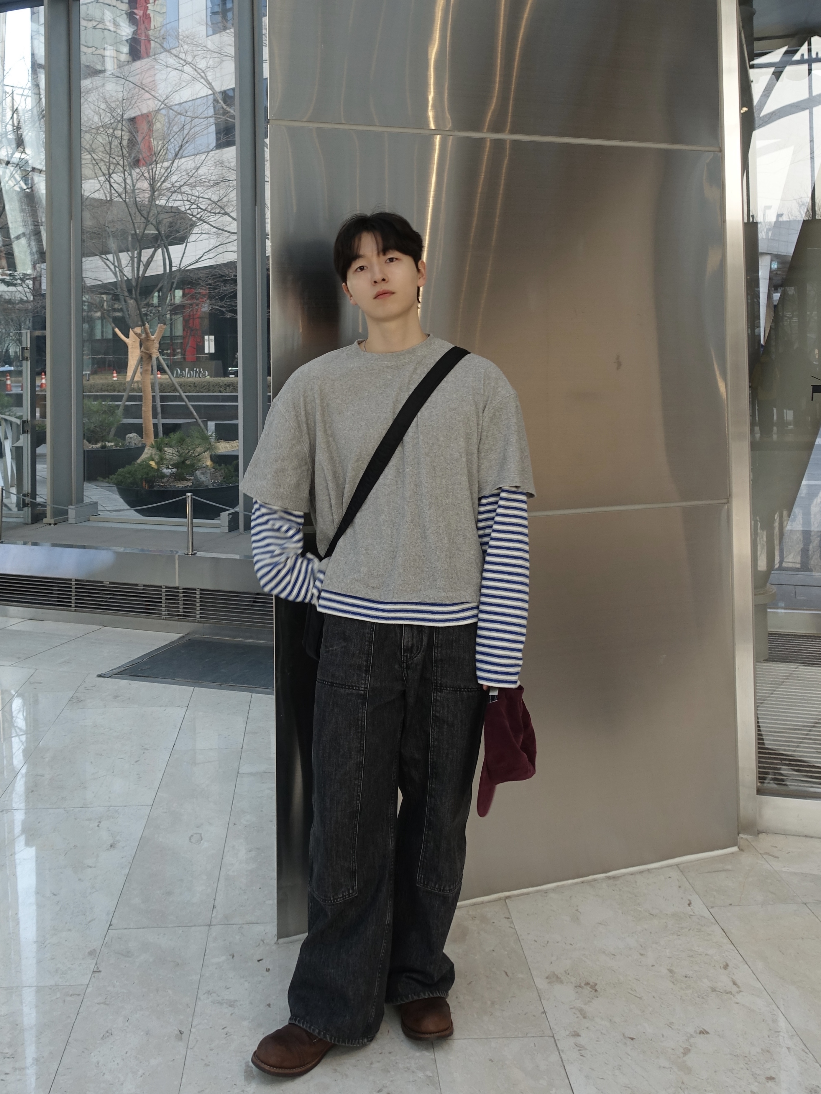 Nonnod Terry Layered T-shirts Grey, Red Wing Iron Ranger 8111 Amber Harness - D 착용 스타일 - 4