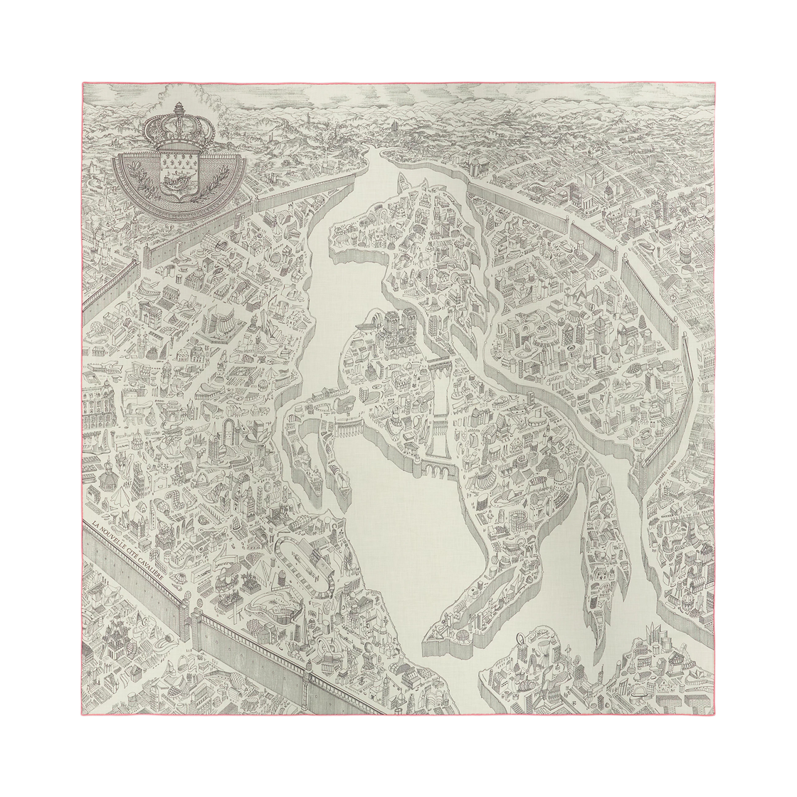 (W) 에르메스 라 누벨 시테 카빌리에레 숄 140 캐시미어 실크 & 블랑 그리 로즈((W) Hermes La Nouvelle Cite Cavaliere Shawl 140 Cashmere Silk & Blanc Gris Rose)
