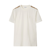 Burberry Check Trim Cotton T-Shirt Chalk White