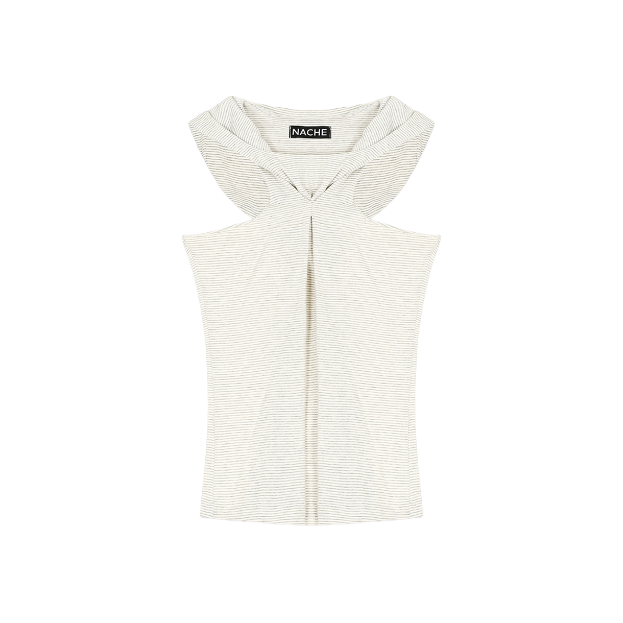 나체 우먼 핀치드 후디 슬리브리스 아이보리 스트라이프 - 26SS(Nache Women Pinched Hoodie Sleeveless Ivory Stripe - 26SS)