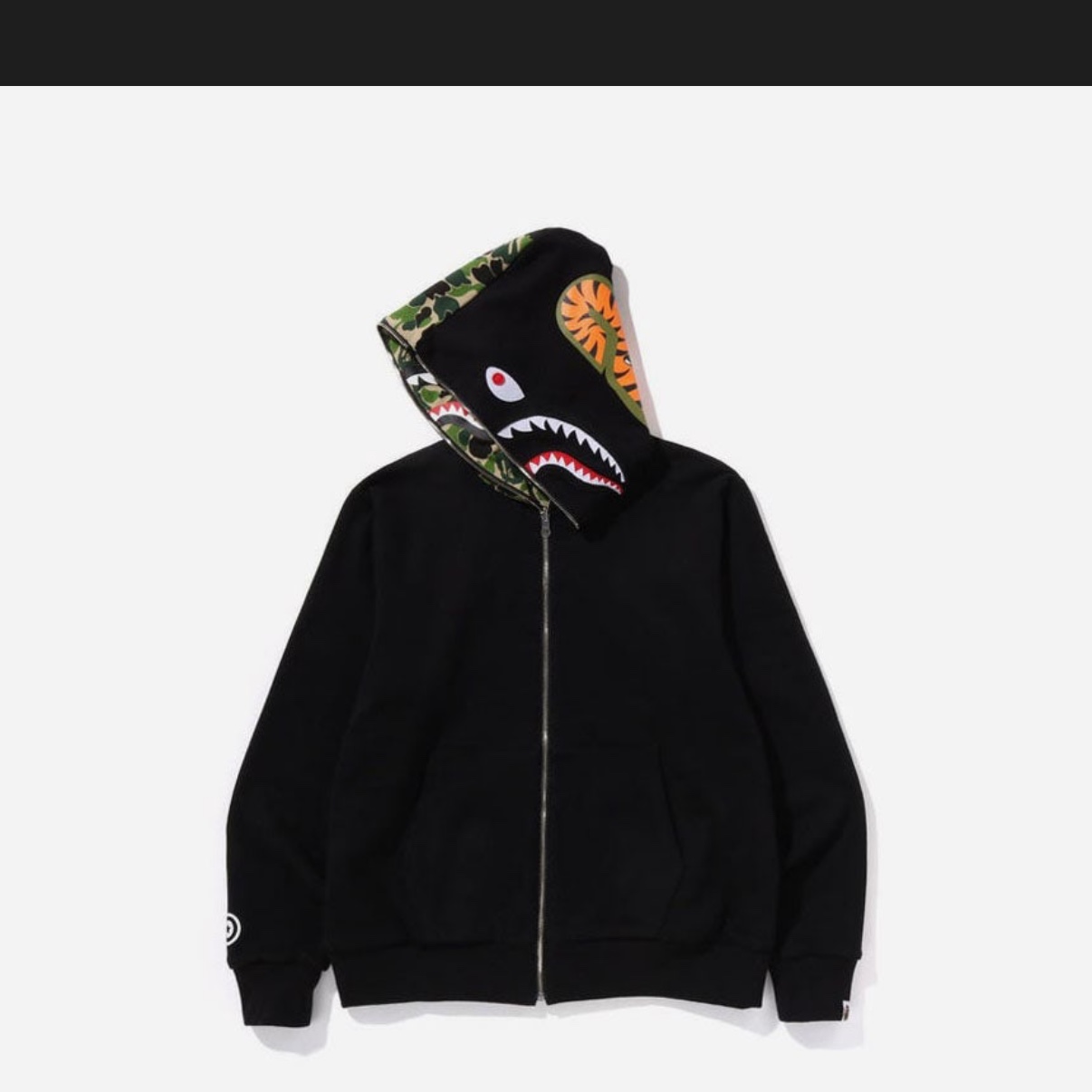 BAPE ABC Camo Reversible Shark Full Zip Hoodie Green 착용 스타일 - 1