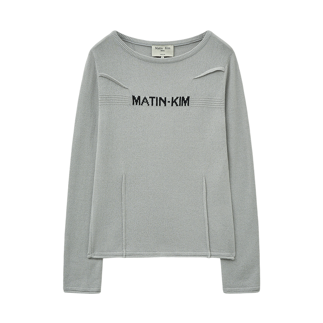 MK2577PO015MLG (W) Matin Kim Glitter Slim Logo Knit Top Light Grey