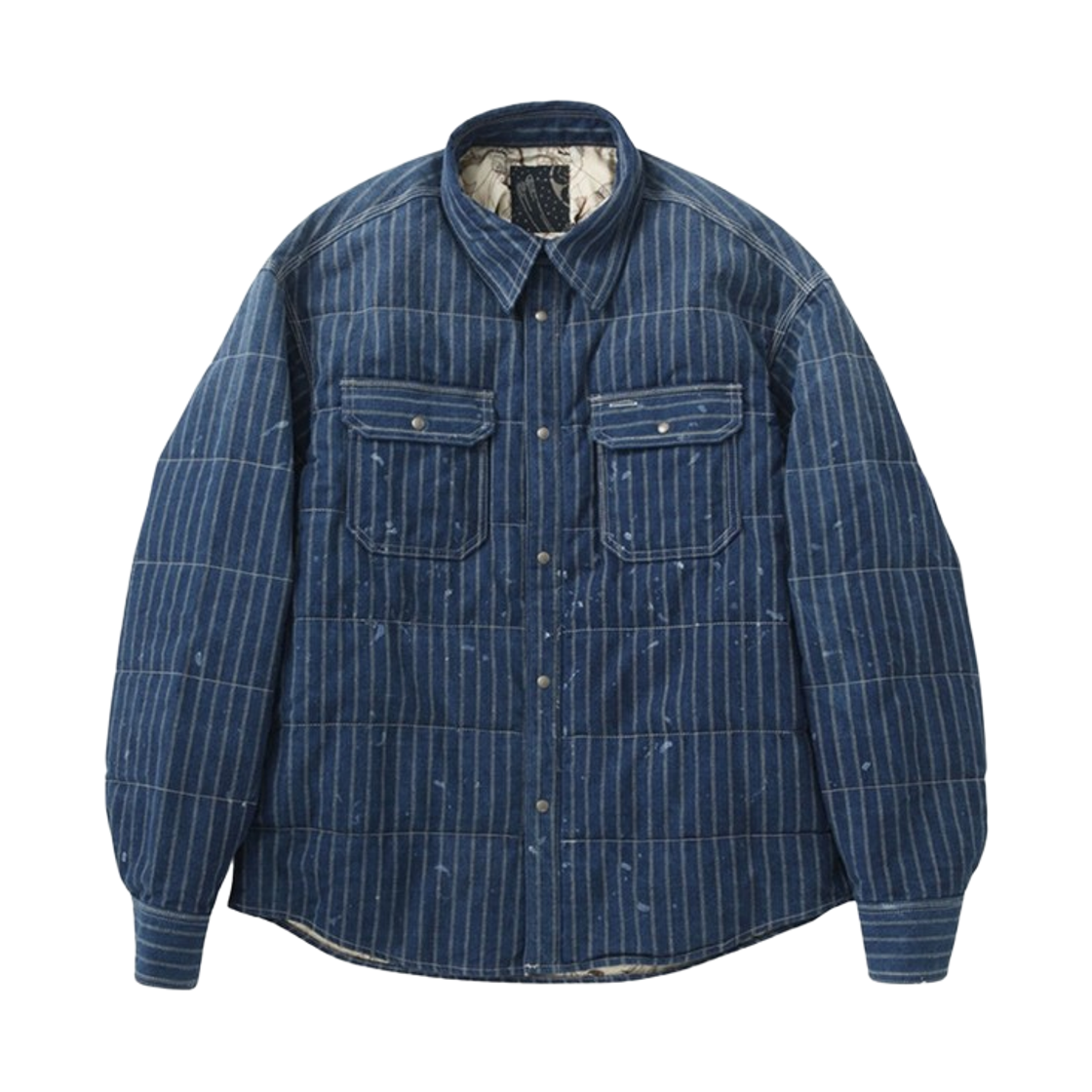 비즈빔 헬리온 다운 자켓 데미지드 피니쉬 인디고 스트라이프 - 25FW(Visvim Hellion Down Jacket Damaged Finish Indigo Stripe - 25FW)