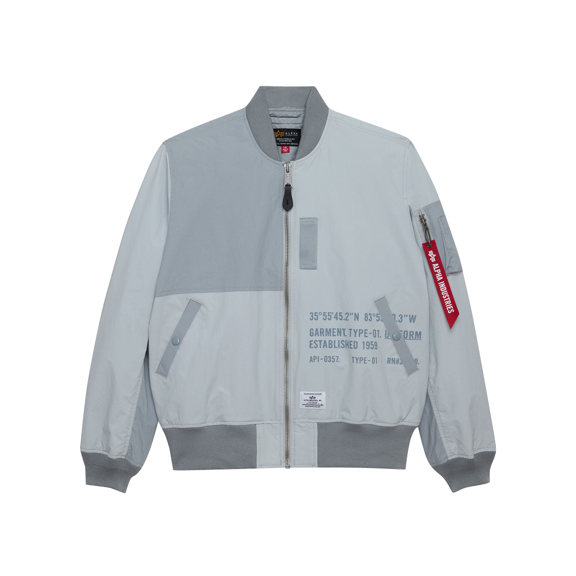 AI26I1000006MIT ALPHA INDUSTRIES L-2B Relaxed Patchwork Flight Jacket Mist