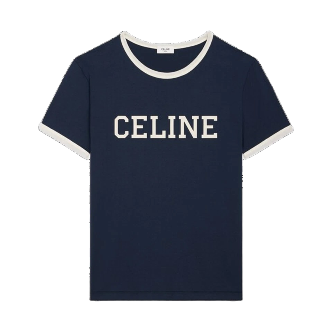 RX02R507Z FYW4 25S [15% 쿠폰] Celine Regular T-Shirt in Cotton Jersey Washed White Navy