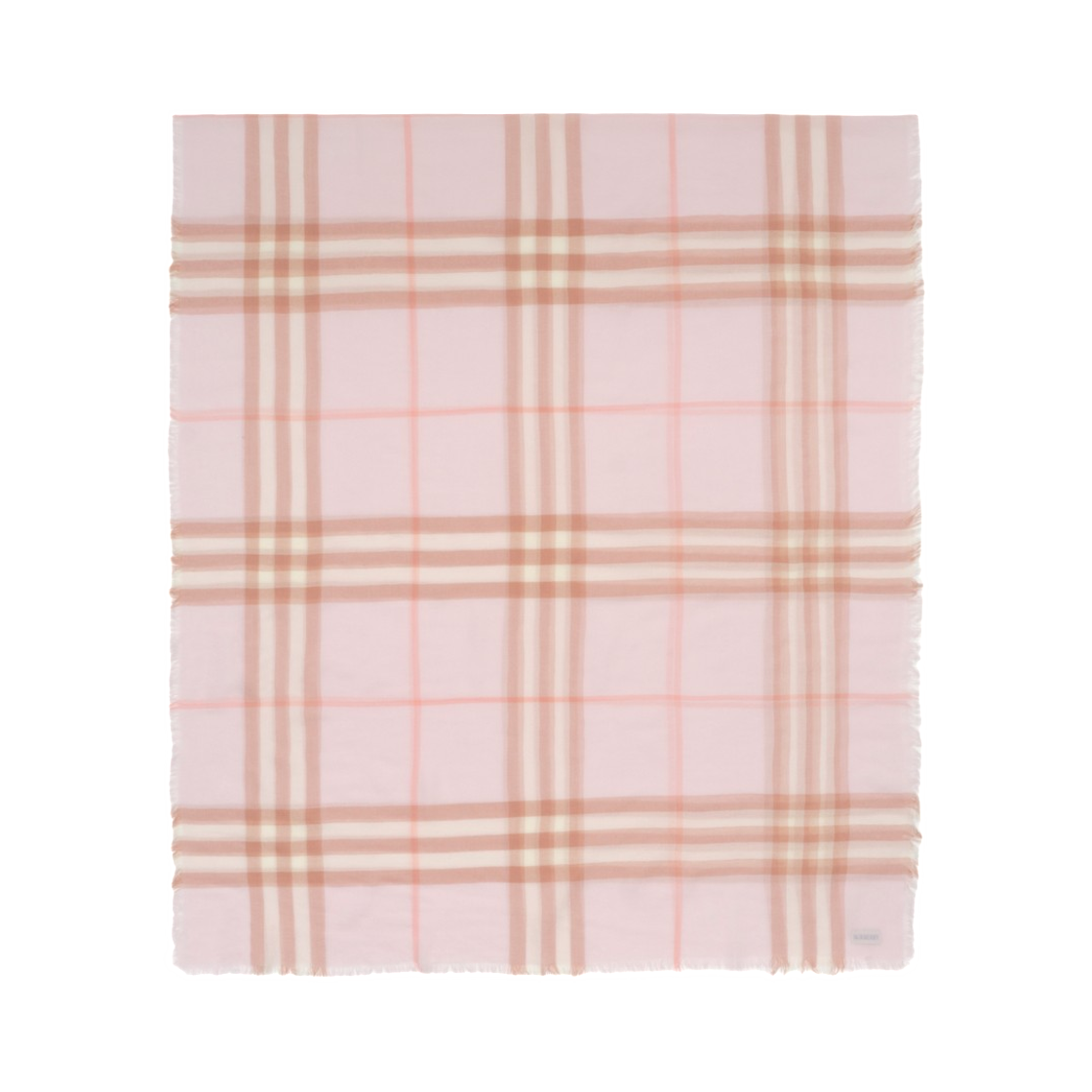 8122921 Burberry Wide Check Wool Scarf Quartz Pink