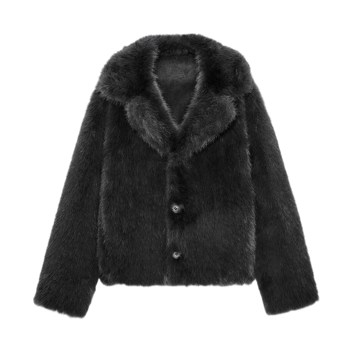 (W) 자라 리버시블 포우 퍼 숏 코트 블랙((W) Zara Reversible Faux Fur Short Coat Black) - 1