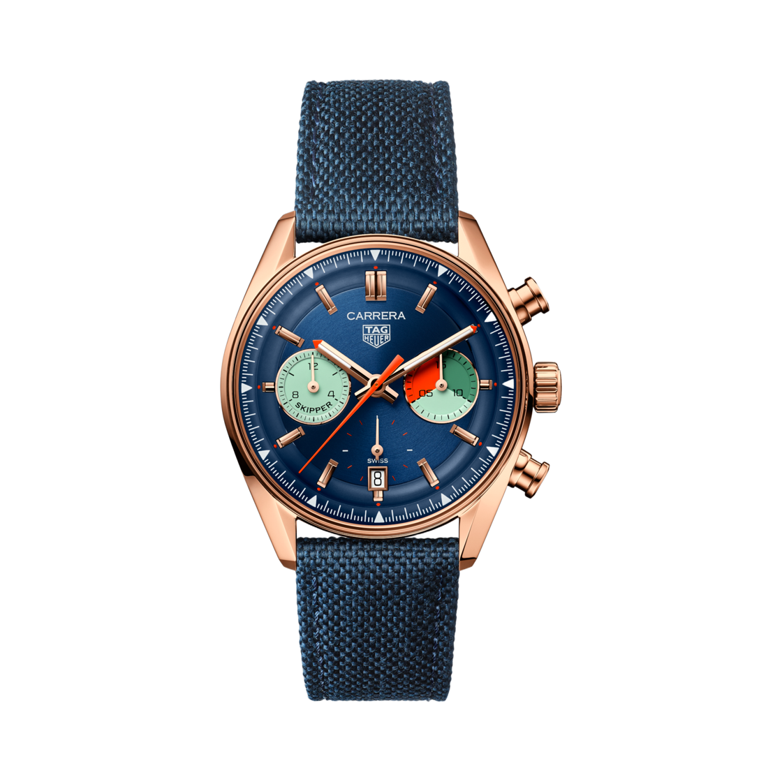태그 호이어 까레라 크로노그래프 스키퍼 오토매틱 39mm 패브릭 블루(TAG Heuer Carrera Chronograph Skipper Automatic 39mm Fabric Blue) - 1