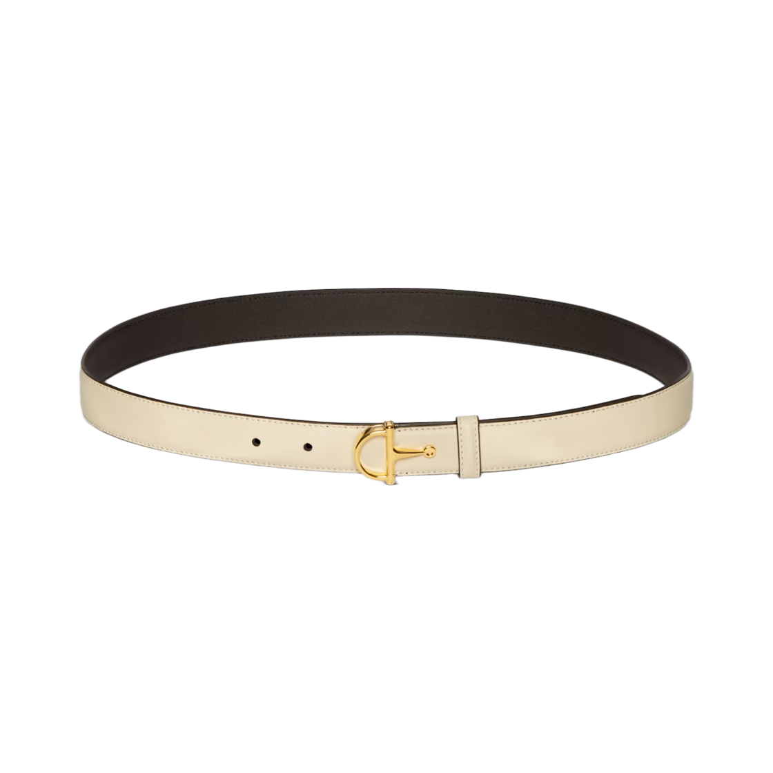 836993-AAEC2-9540 (W) Gucci Thin Belt with Half Horsebit Buckle Ivory