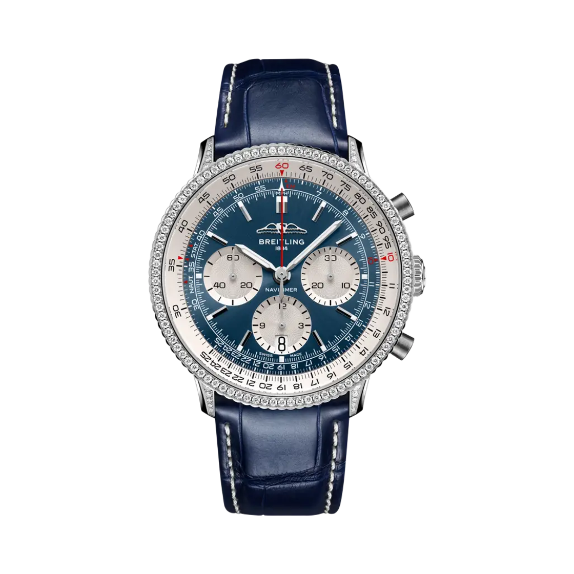 브라이틀링 내비타이머 B01 크로노그래프 메카니컬 41mm 블루 크로커다일 레더 블루(Breitling Navitimer B01 Chronograph Mechanical 41mm Blue Crocodile Leather Blue)