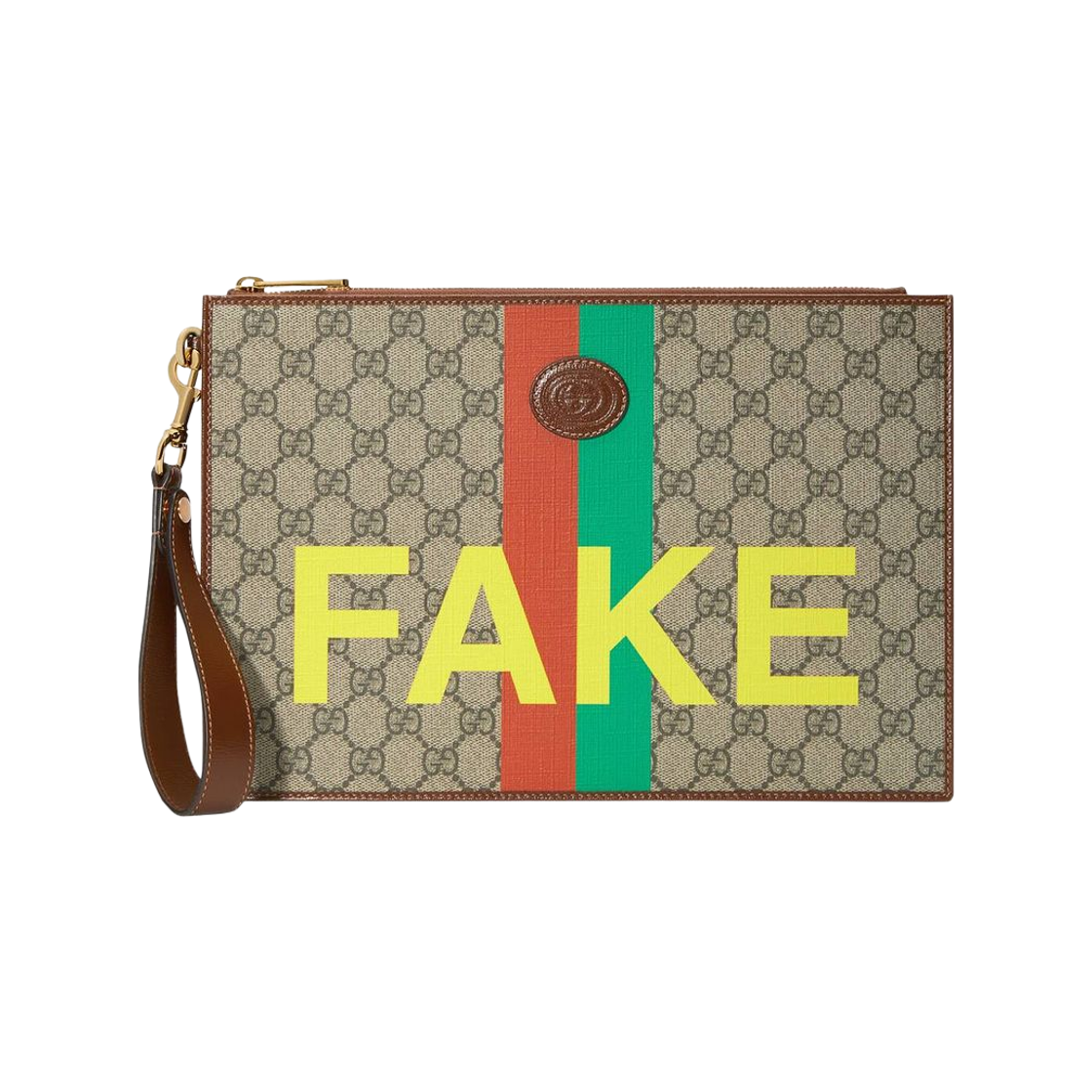 636171-2GCAG-8280 Gucci Interlocking GG Patch Fake Not Pouch Brown