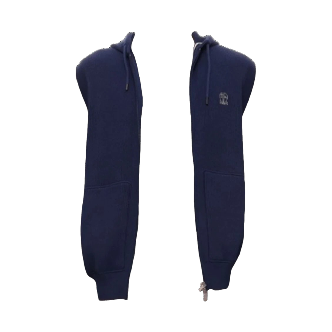 M29200417G C2443 25S [15% 쿠폰] Brunello Cucinelli Logo Embroidered Hooded Zip-Up Kint Vest Blue