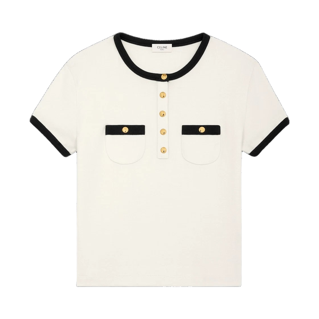 RX07H0Q12 01CB 25S [15% 쿠폰] (W) Celine Cropped T-Shirt in Cotton Jersey Cream Black