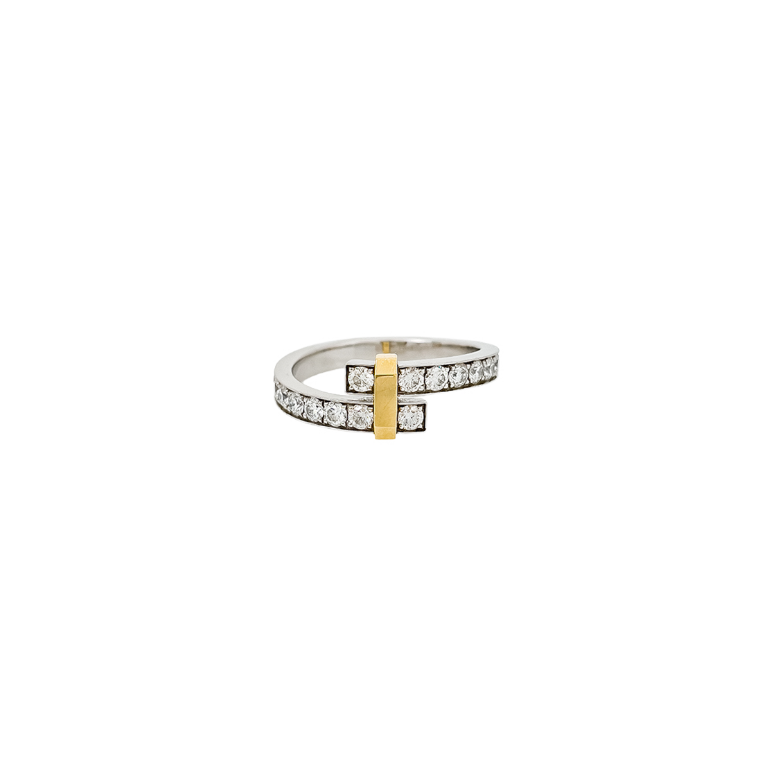 티파니앤코 바이패스 링 27호 18K 옐로우골드/플래티넘 다이아몬드(6ET0281)(Tiffany & Co. Bypass Ring Size 27 in 18K Yellow Gold and Platinum with Diamonds (6ET0281))