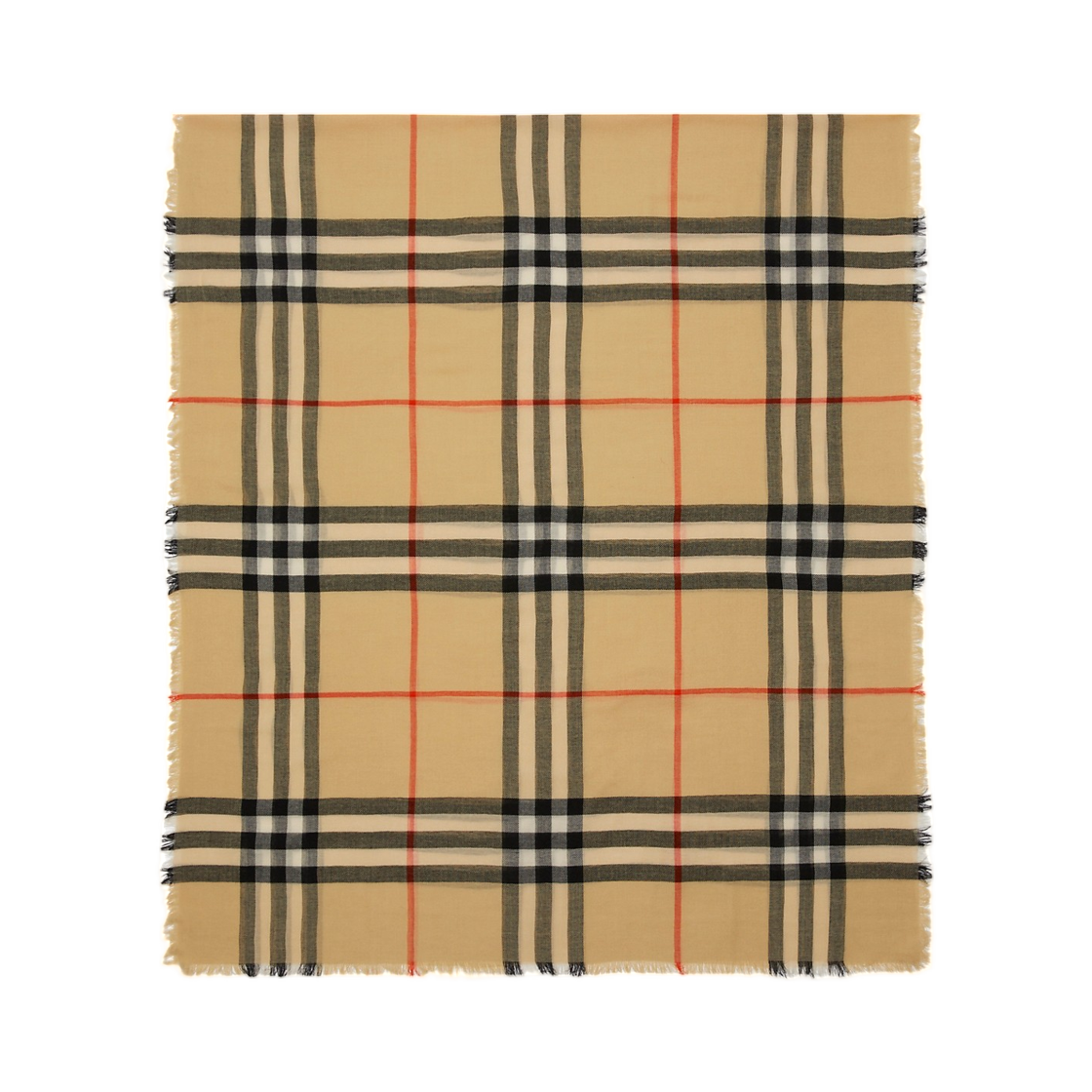 8122127 Burberry Check Wool Scarf Sand Beige