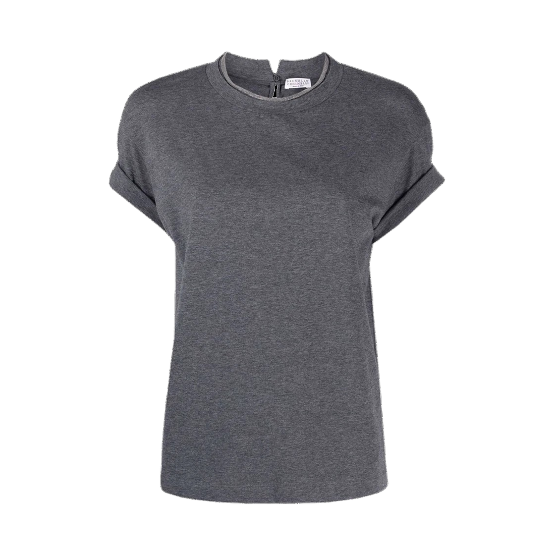 M0T18BD200 C080 24F [15% 쿠폰] (W) Brunello Cucinelli Contrast Trim Cotton T-Shirt Grey