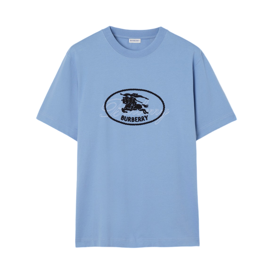 8123433 Burberry Knight Stamp Cotton T-Shirt Cornflower Blue