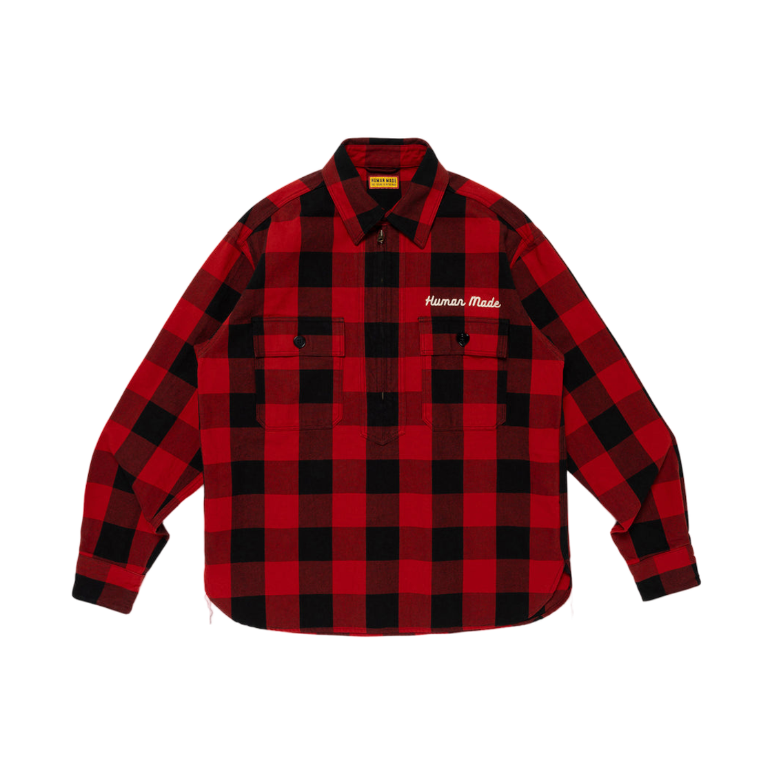 HM31SH009 Human Made Check Half-Zip Shirt Red