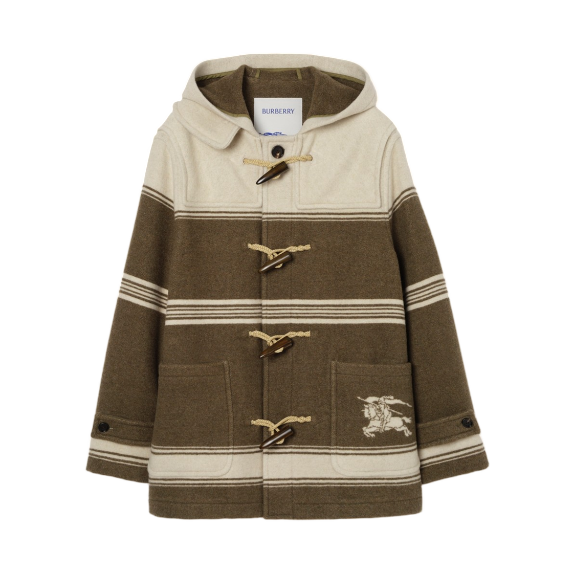 8118037 Burberry Short Wool Blend Harrogate Duffle Coat Scout Green