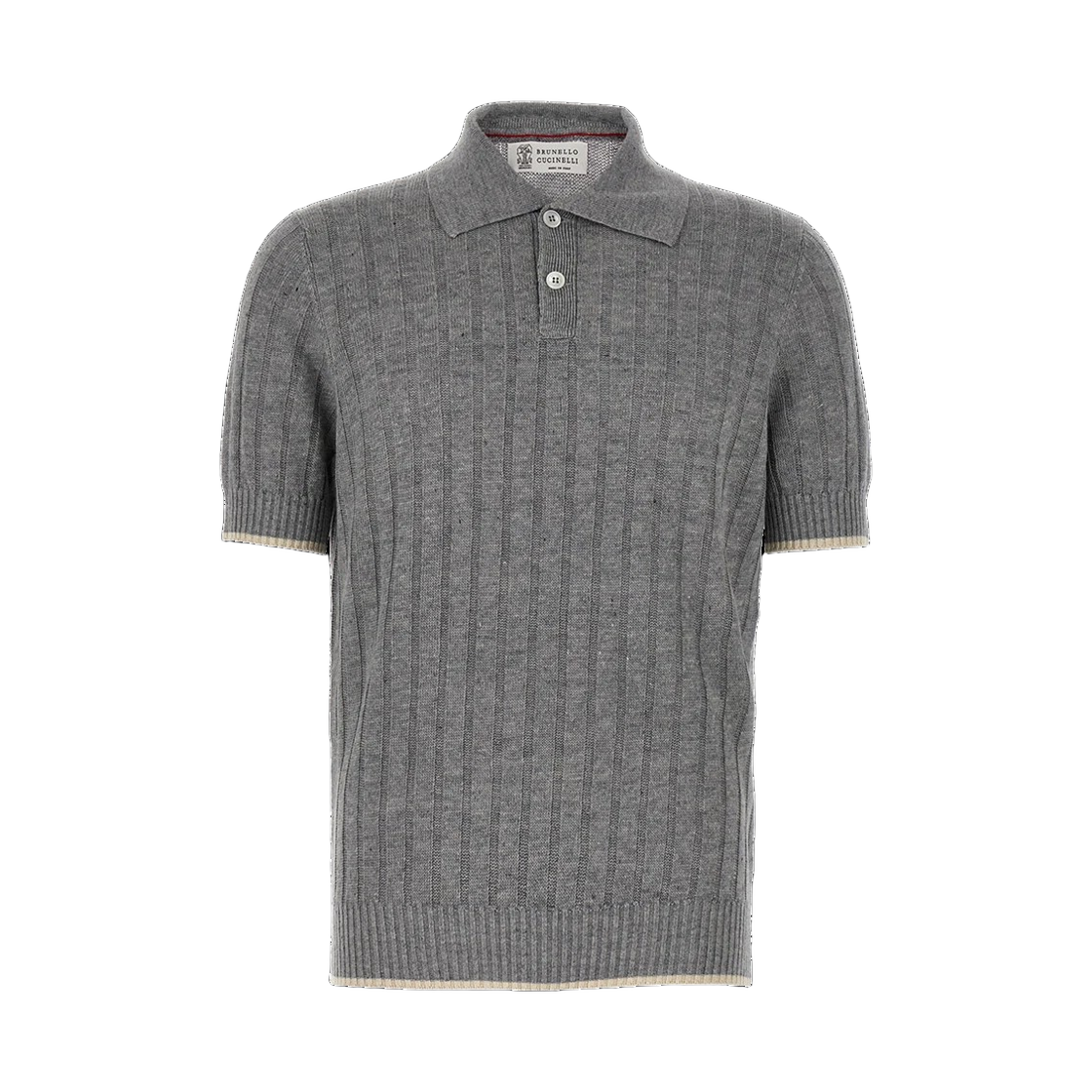 M2L707605 CP843 25S [15% 쿠폰] Brunello Cucinelli Ribbed Polo Shirt Grey