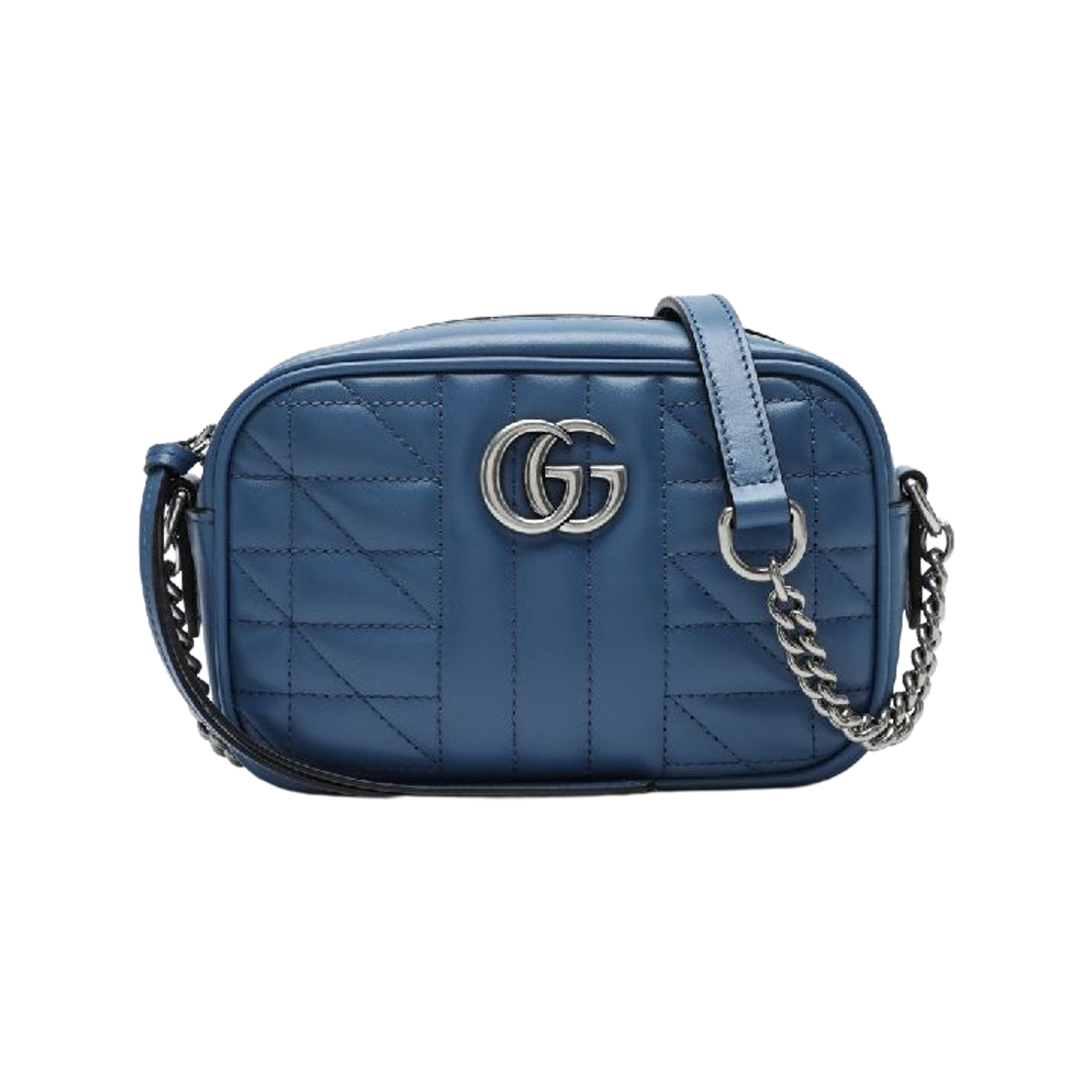 634936-UM8BF-4340 Gucci GG Marmont Mini Shoulder Bag Blue