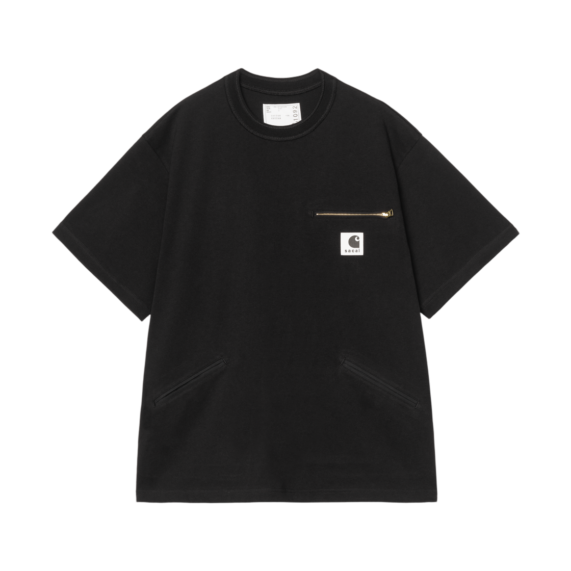 사카이 x 칼하트 WIP 코튼 저지 티셔츠 사카이 블랙(Sacai x Carhartt WIP Cotton Jersey T-Shirt Sacai Black)