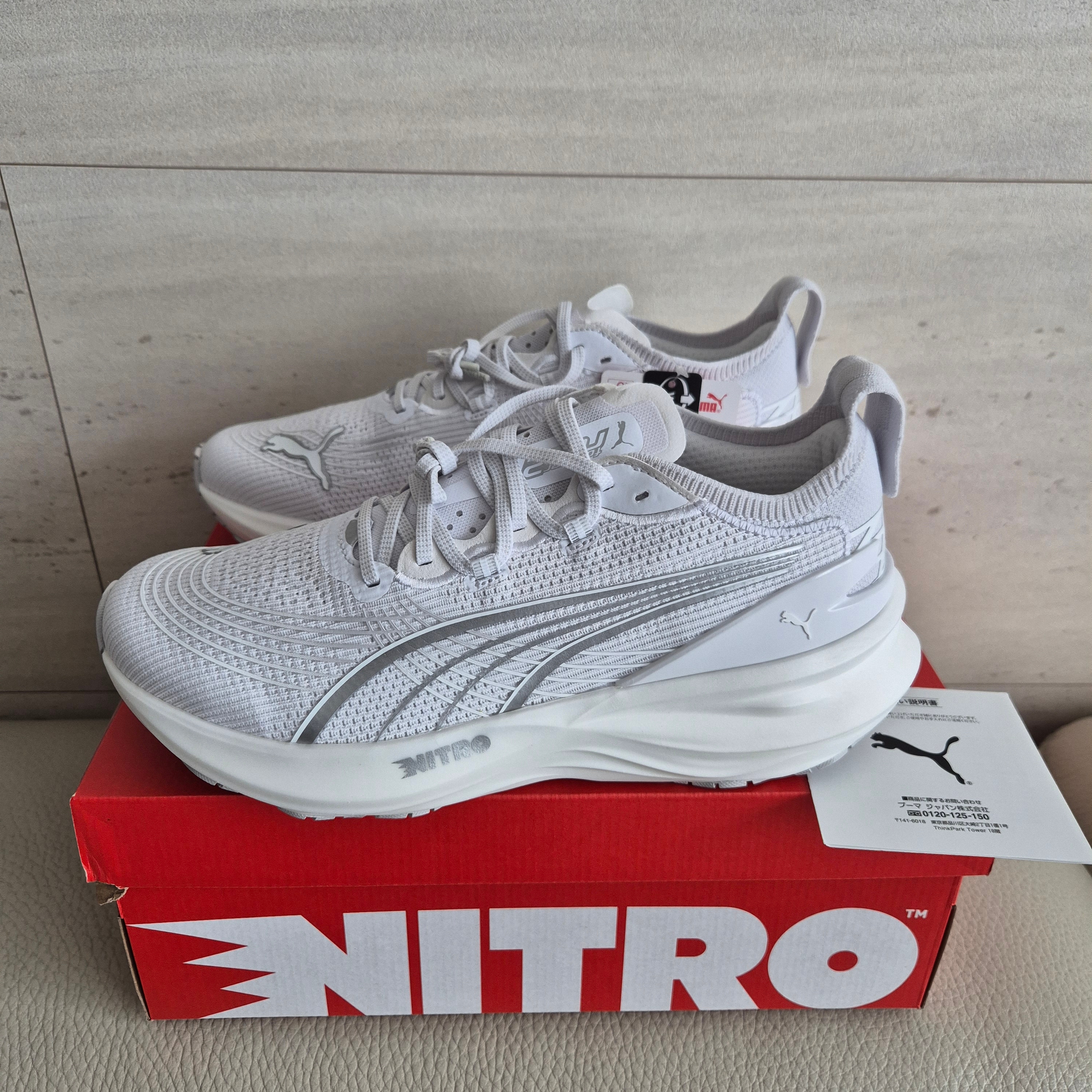 Puma Foreverrun Nitro 2 Wide White Silver 착용 스타일 - 1