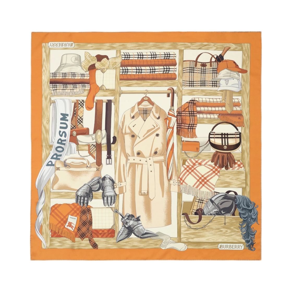 8125643 Burberry Wardrobe Silk Scarf Pumpkin Orange