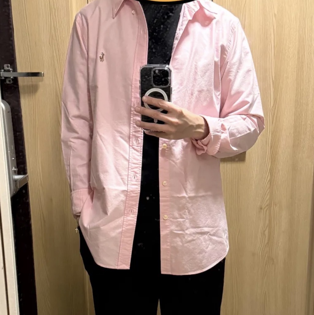 [30%적립] Polo Ralph Lauren Custom Fit Oxford Shirt Pink 착용 스타일