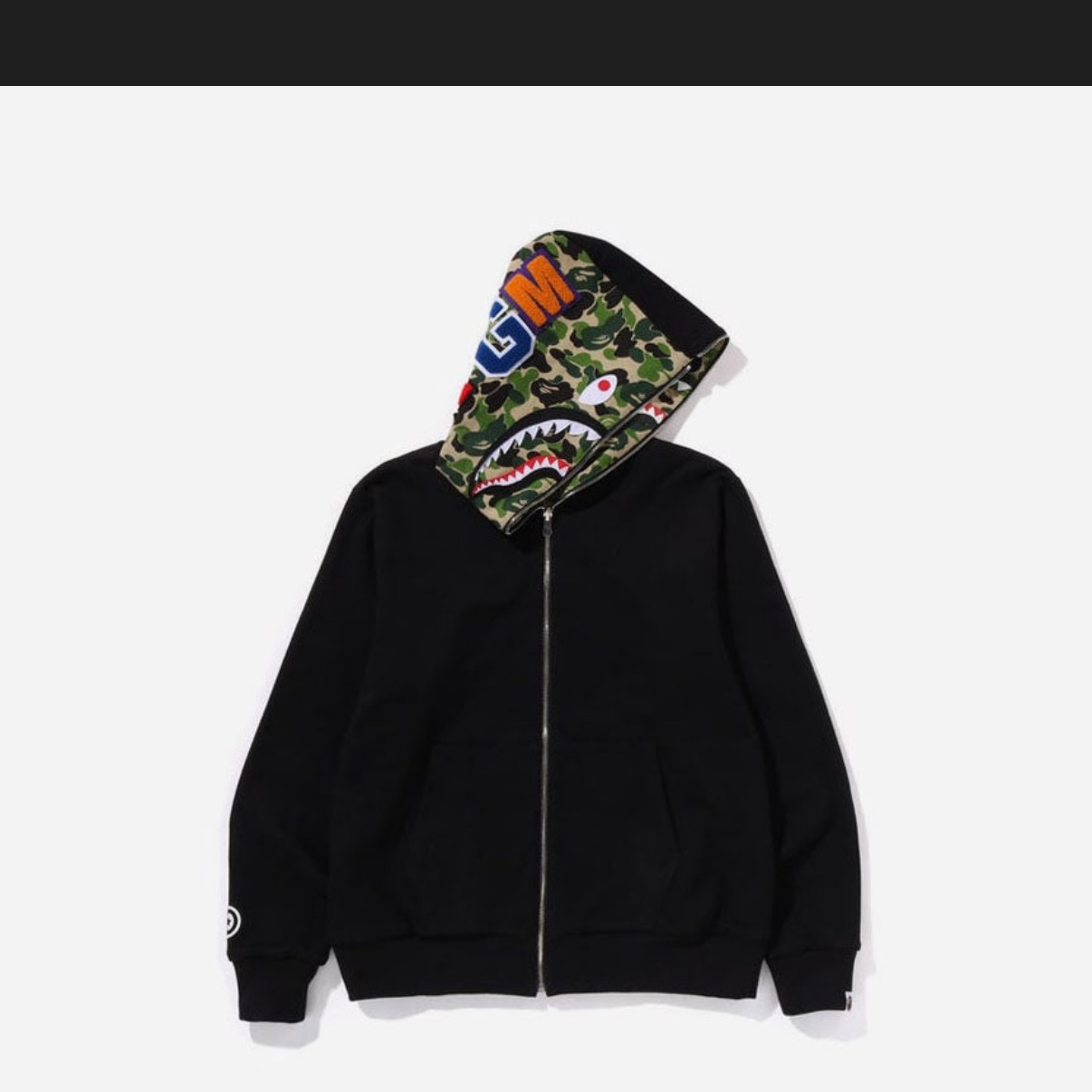 BAPE ABC Camo Reversible Shark Full Zip Hoodie Green 착용 스타일 - 3