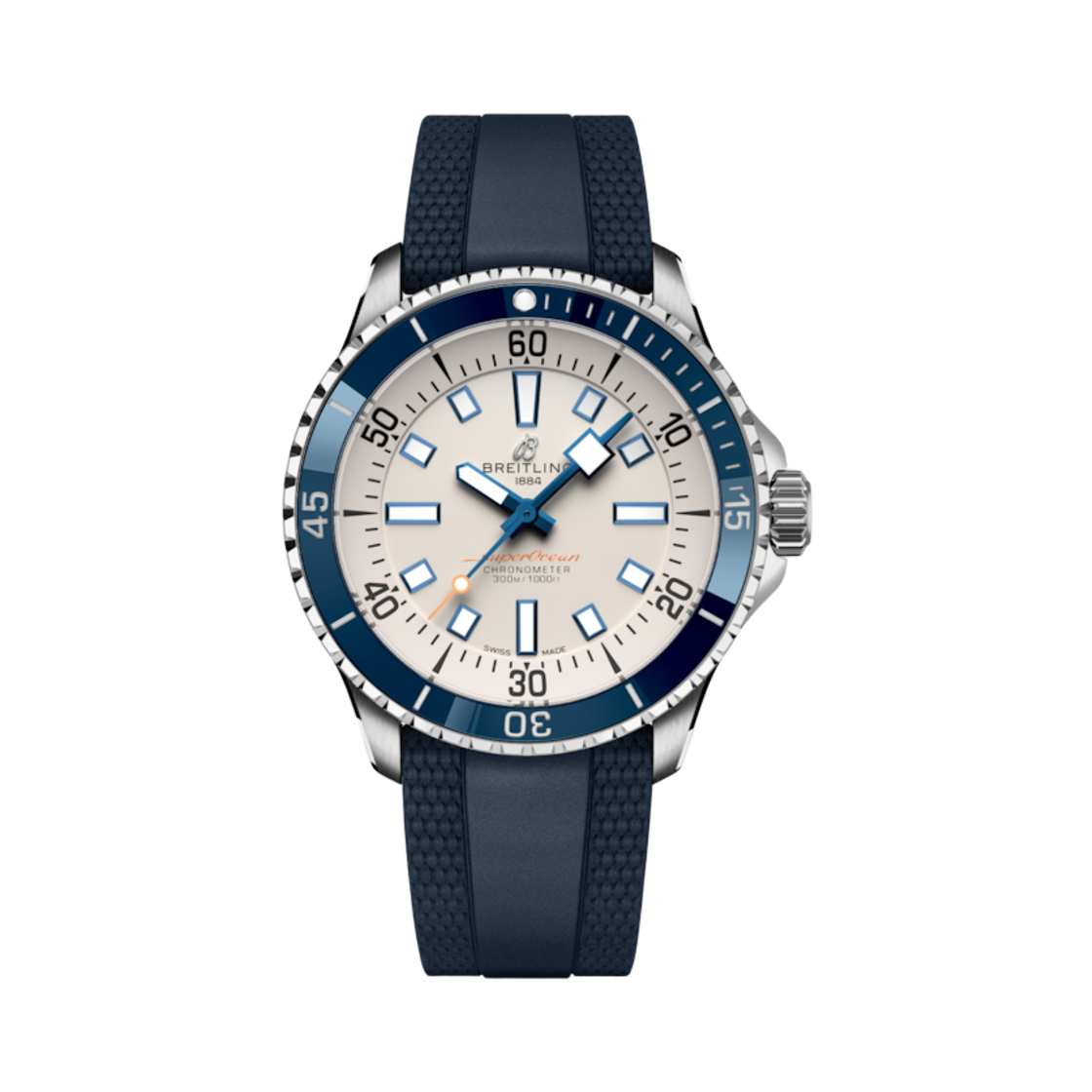 브라이틀링 슈퍼오션 오토매틱 42mm 블루 러버 크림(Breitling Superocean Automatic 42mm Blue Rubber Cream)
