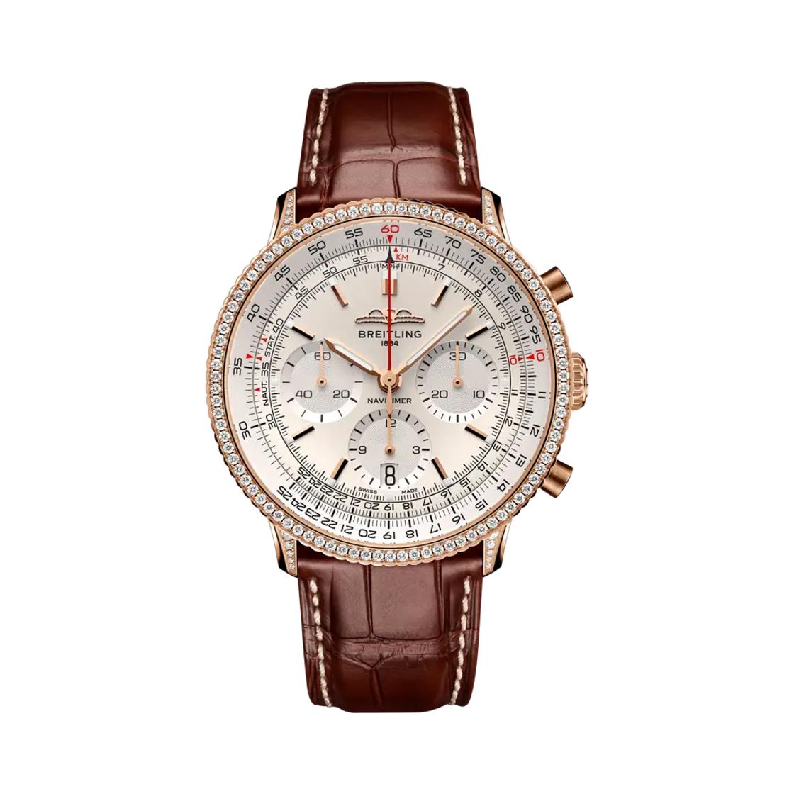 브라이틀링 내비타이머 B01 크로노그래프 메카니컬 41mm 브라운 크로커다일 레더 베이지(Breitling Navitimer B01 Chronograph Mechanical 41mm Brown Crocodile Leather Beige)
