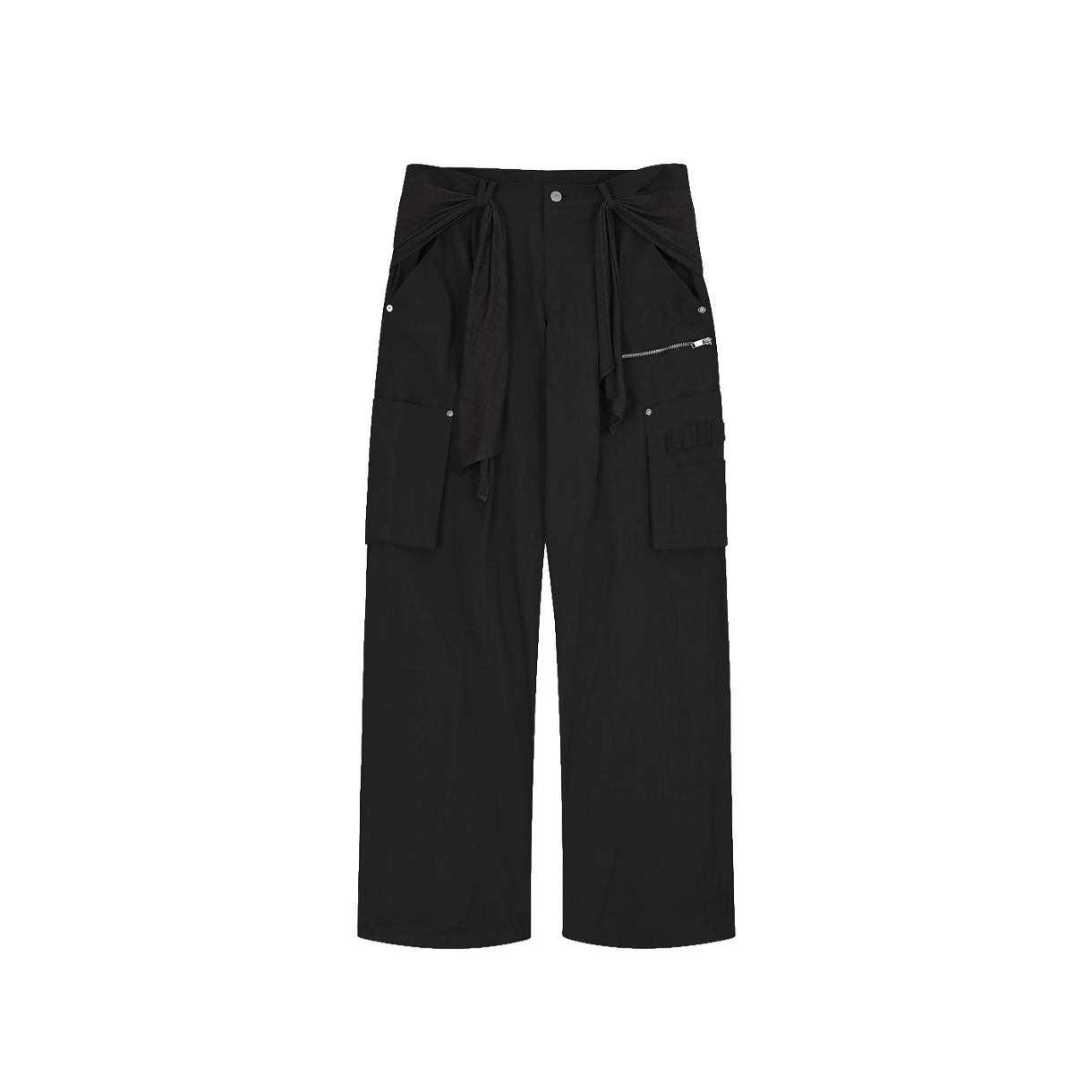 KM6BPALNH14BK Nache Mixed Layered Tie Jogger Pants Unisex Black - 26SS