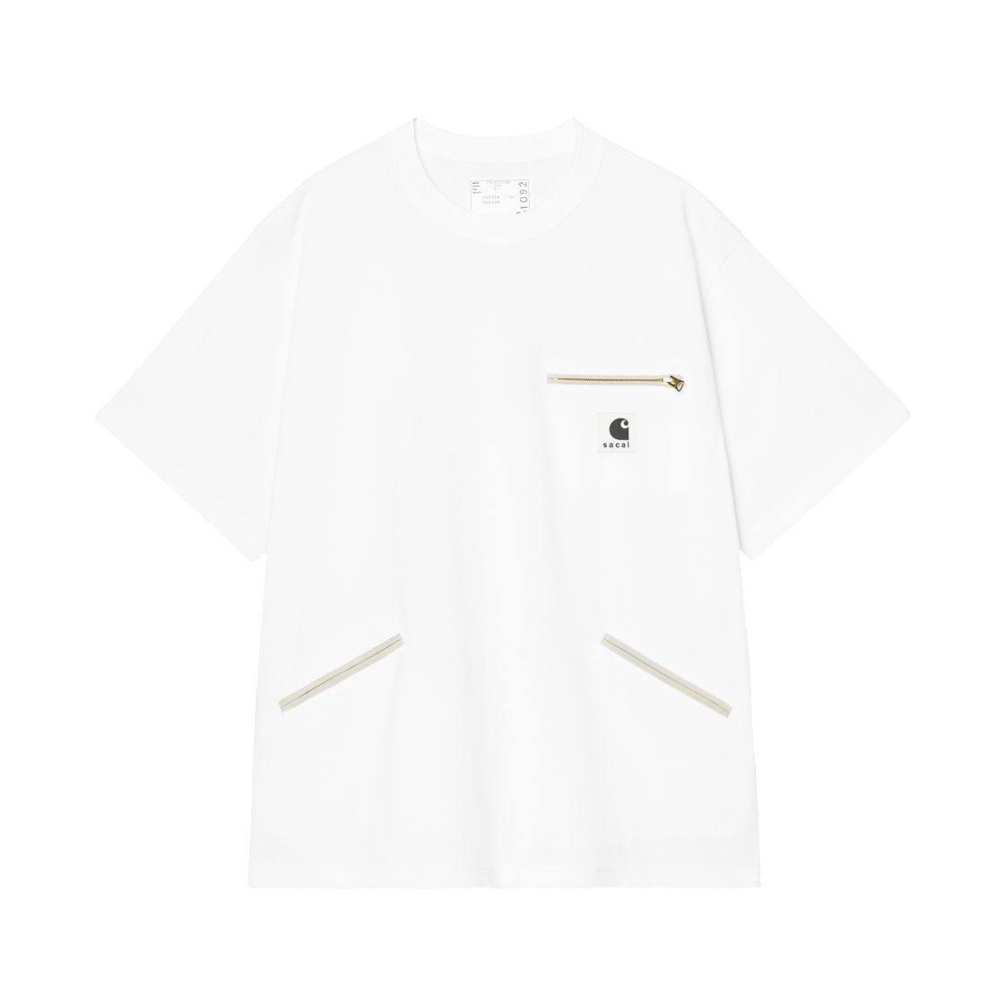 사카이 x 칼하트 WIP 코튼 저지 티셔츠 사카이 화이트(Sacai x Carhartt WIP Cotton Jersey T-Shirt Sacai White)