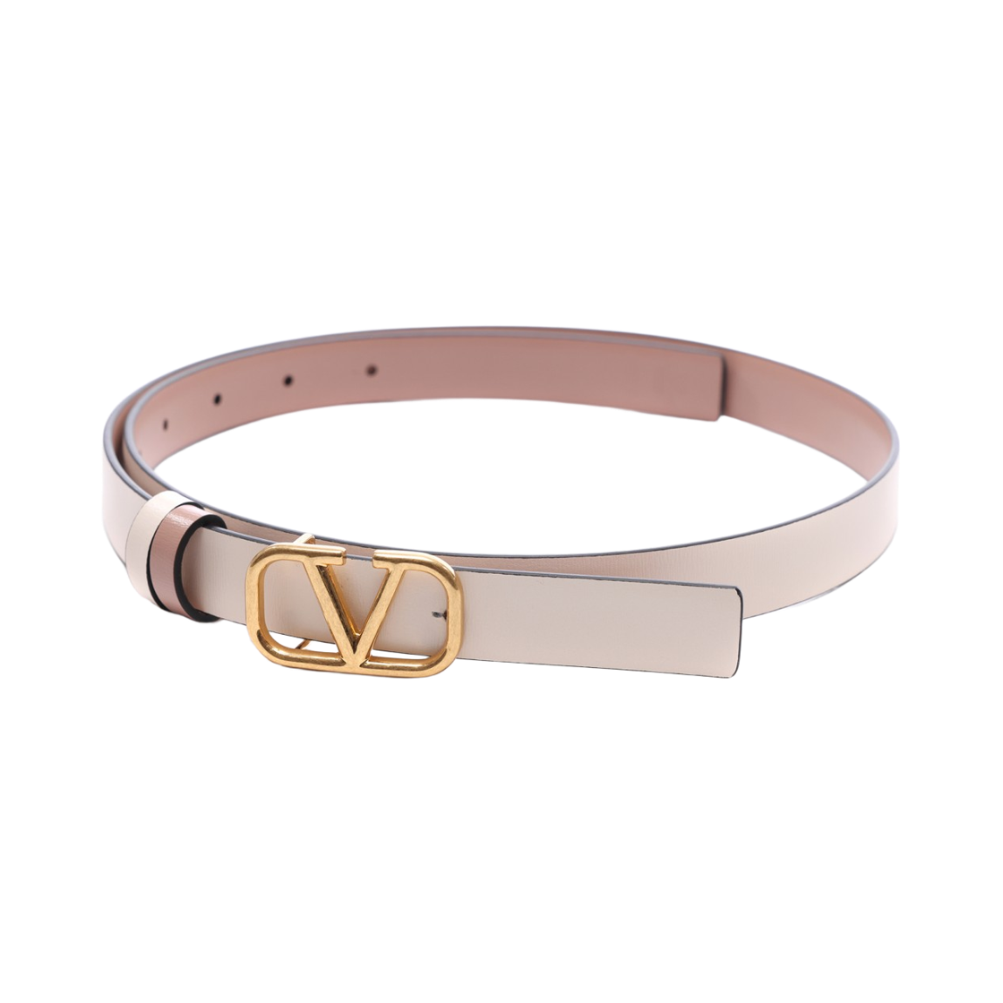 4W2T0S12 ZFR C34 24S [15% 쿠폰] (W) Valentino Reversible Vlogo Signature Belt in Glossy Calfskin 20mm Light Ivory Rose Cannelle