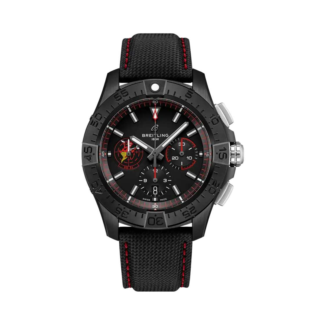 브라이틀링 어벤저 B01 크로노그래프 나이트 미션 더스트 데빌스 메카니컬 44mm 앤트러사이트 그레이 카프스킨 레더 블랙(Breitling Avenger B01 Chronograph Night Mission Dust Devils Mechanica 44mm Anthracite Grey Calfskin Leather Black) - 1