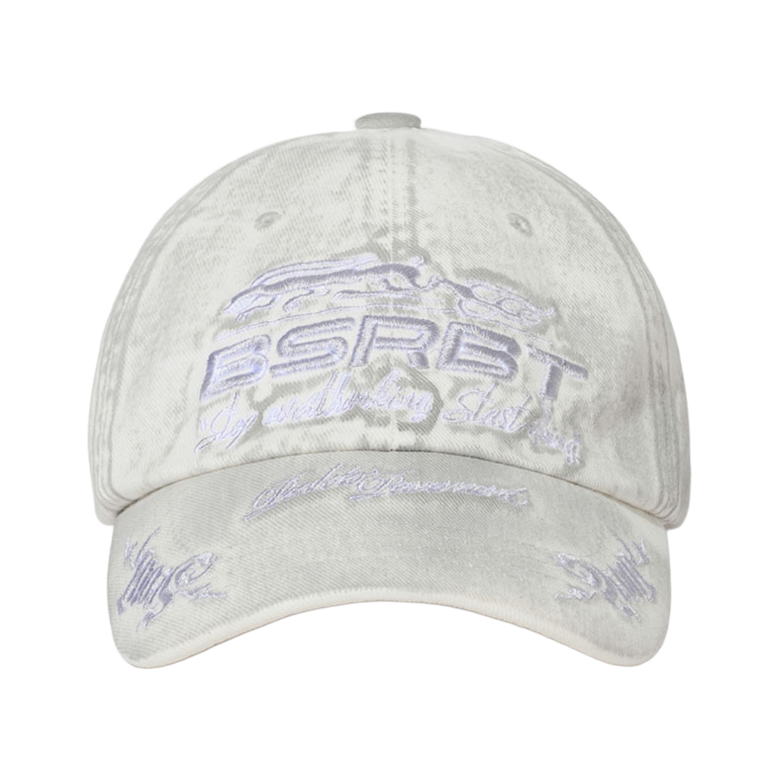 BSR2526FWCP021 Bsrabbit 3D Embroidery Dirty Washed Cotton Cap White