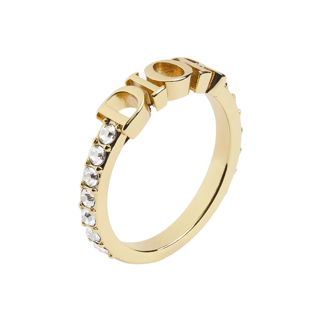 (W) 디올 디올레볼루션 링 골드 피니쉬 메탈 & 화이트 크리스탈((W) Dior Diorevolution Ring Gold Finish Metal & White Crystals)