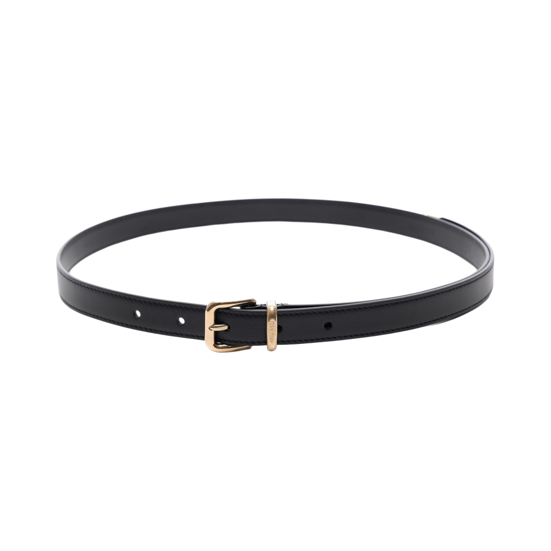 5CC608 2AIX F0002 25F [15% 쿠폰] (W) Miu Miu Logo Buckle Leather Belt Black