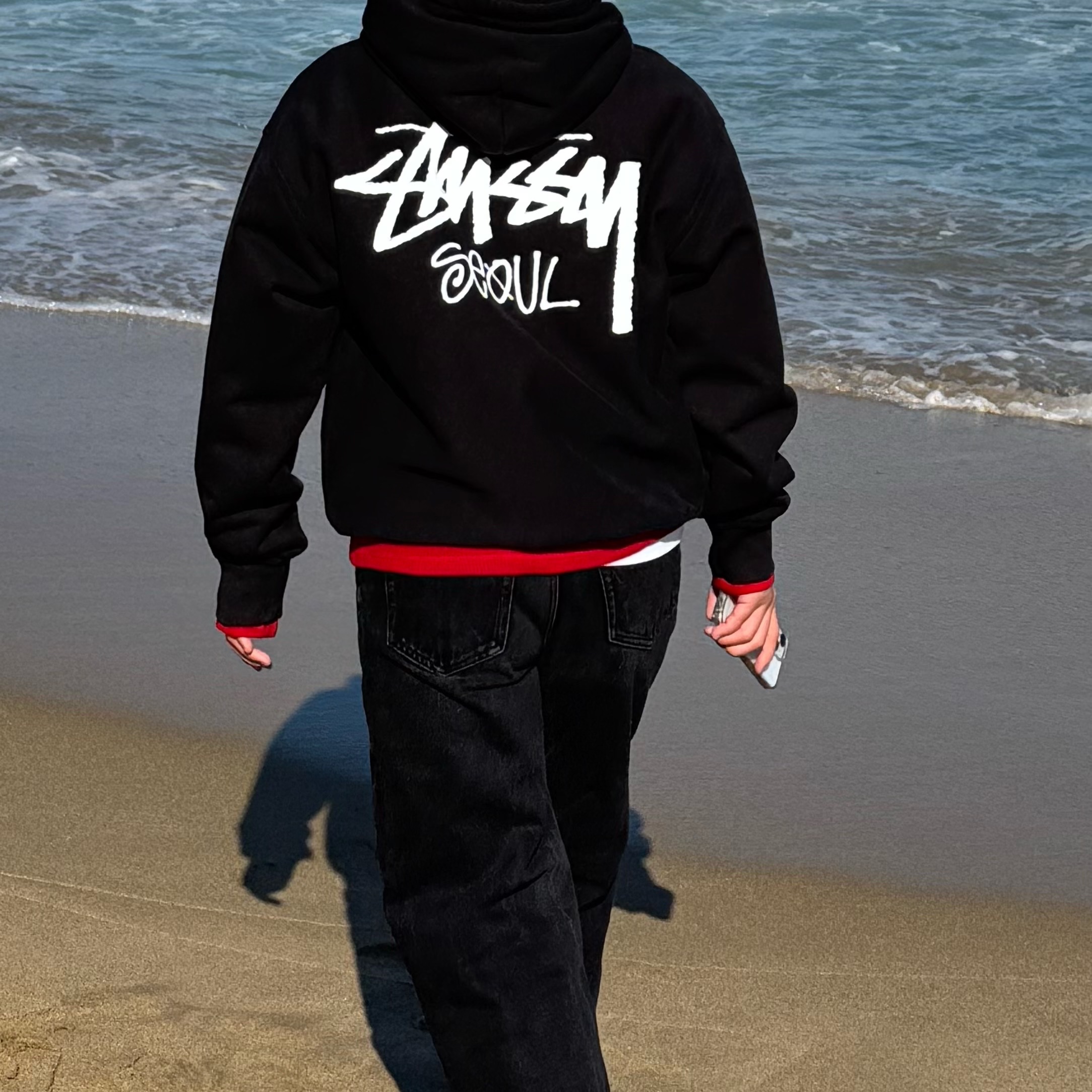 Stussy Stock Seoul Hood Black 착용 스타일 - 3