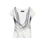 Nache Women Pearl Necklace Printed T-Shirt Ivory - 26SS