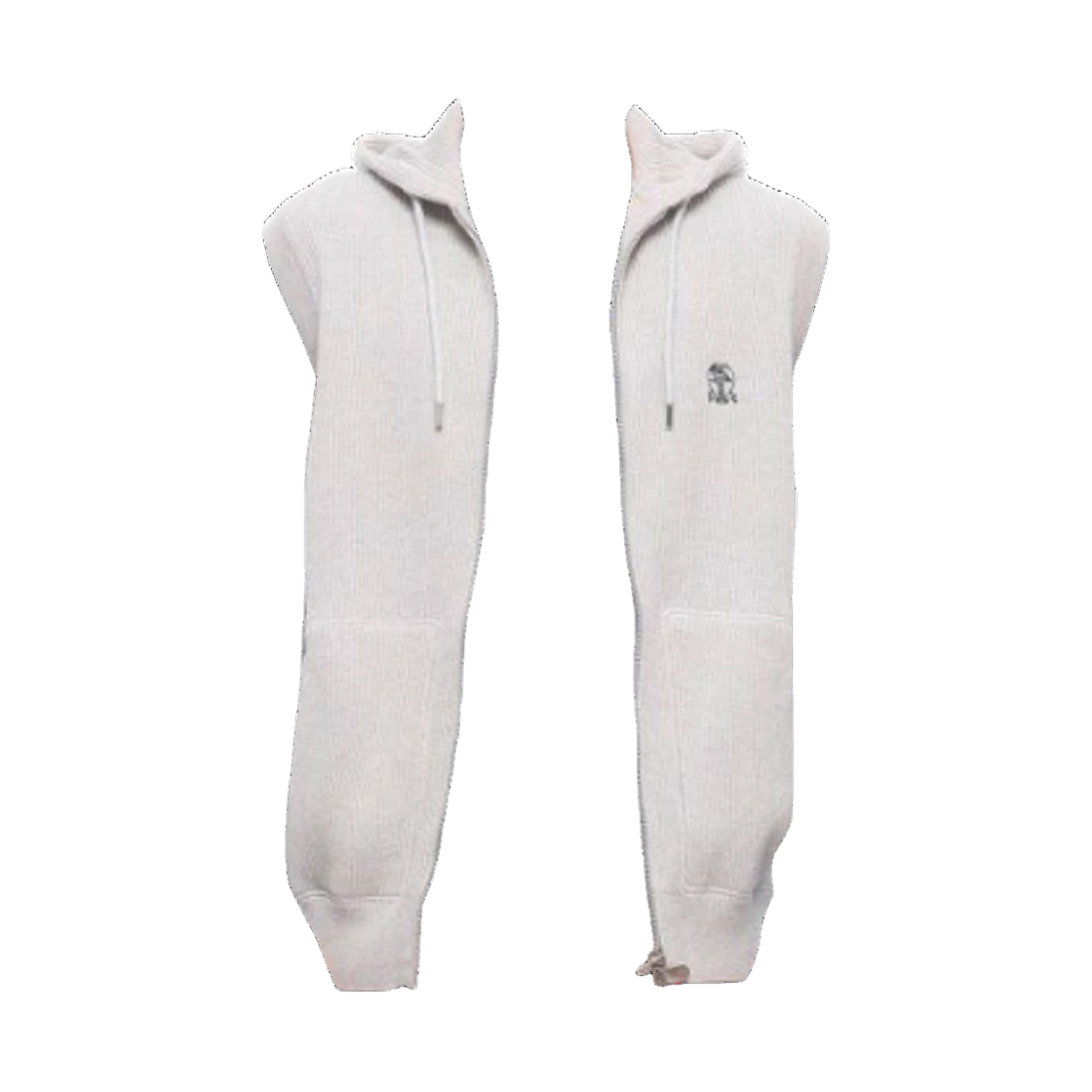 M29200417G C2719 25S [15% 쿠폰] Brunello Cucinelli Logo Embroidered Hooded Zip-Up Kint Vest Light Grey