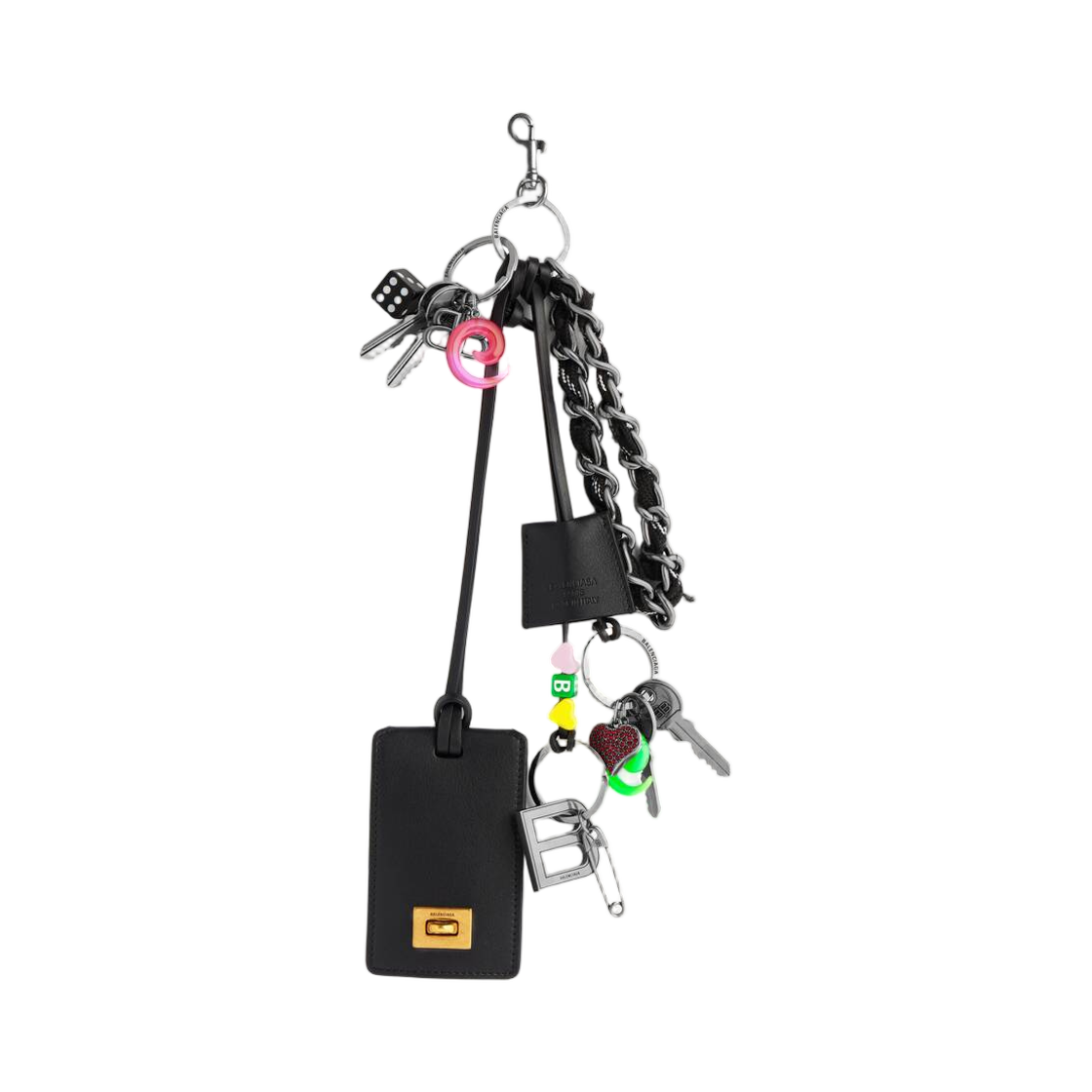 8196622ABMD1090 Balenciaga Keychain Rodeo Tag Full Charm In Black White