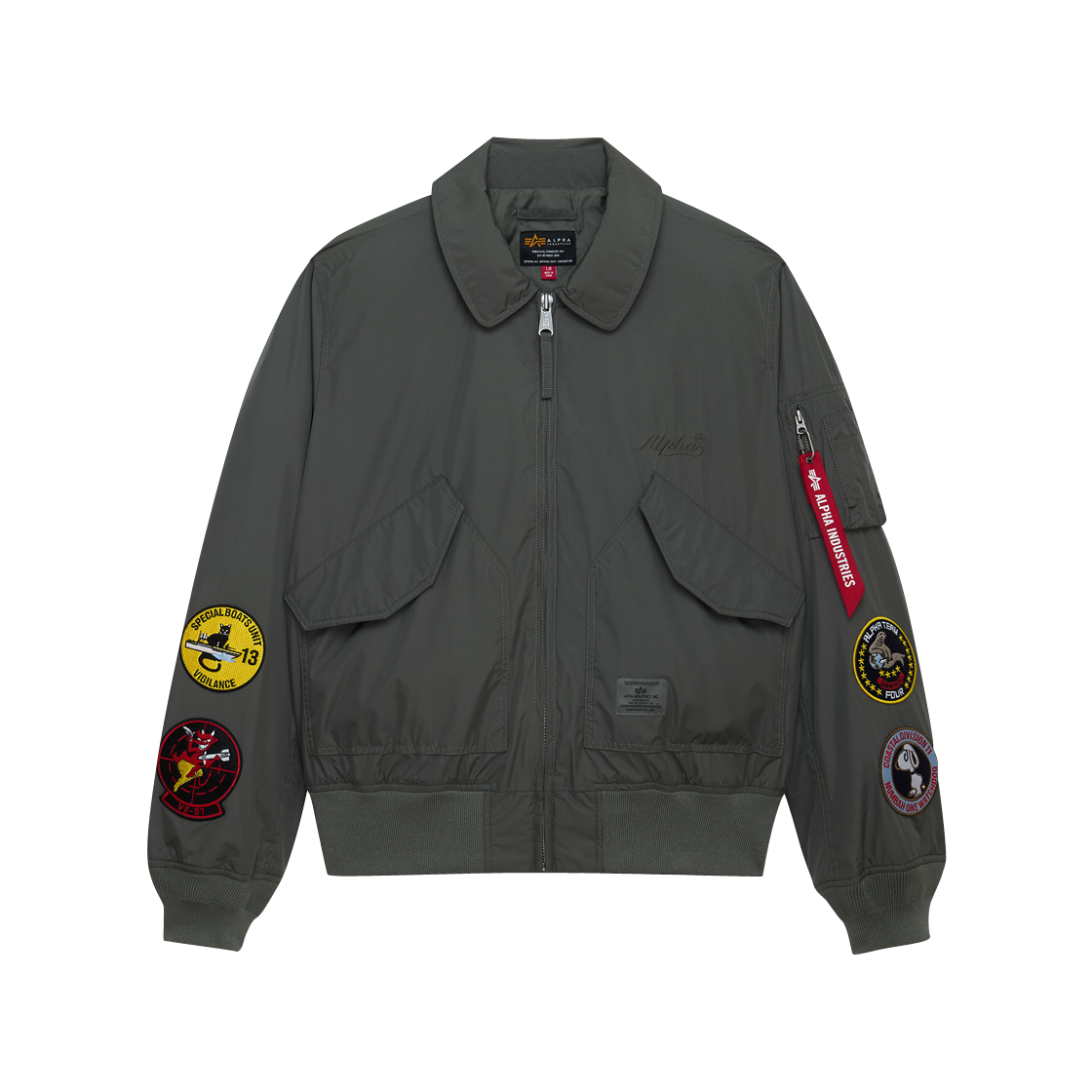 AI26I1000016FIG ALPHA INDUSTRIES Cwu 36/P Relaxed Patched Flight Jacket Field Gray