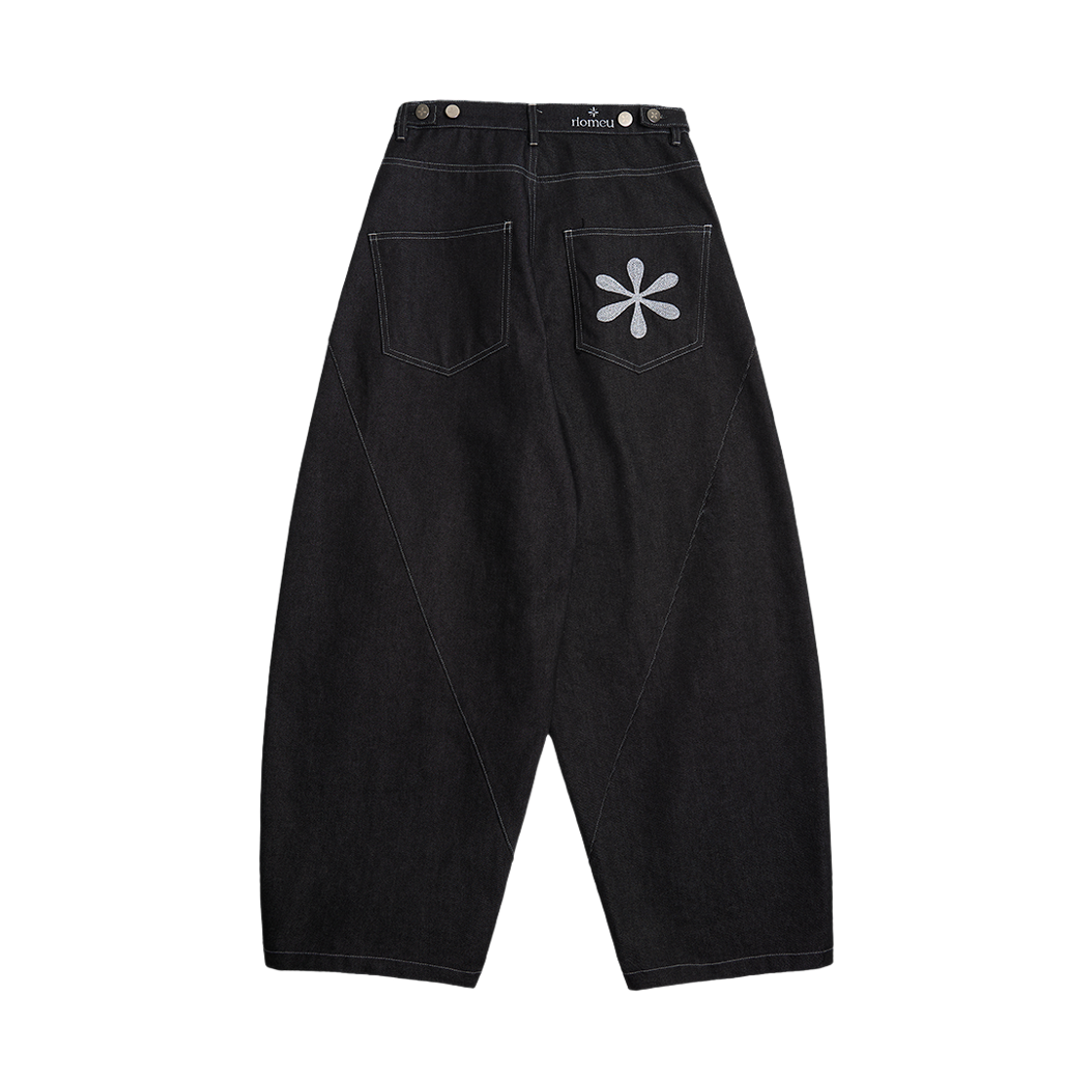 리오므 커브드 벌룬 데님 팬츠 블랙(Riomeu Curved Balloon Denim Pants Black)