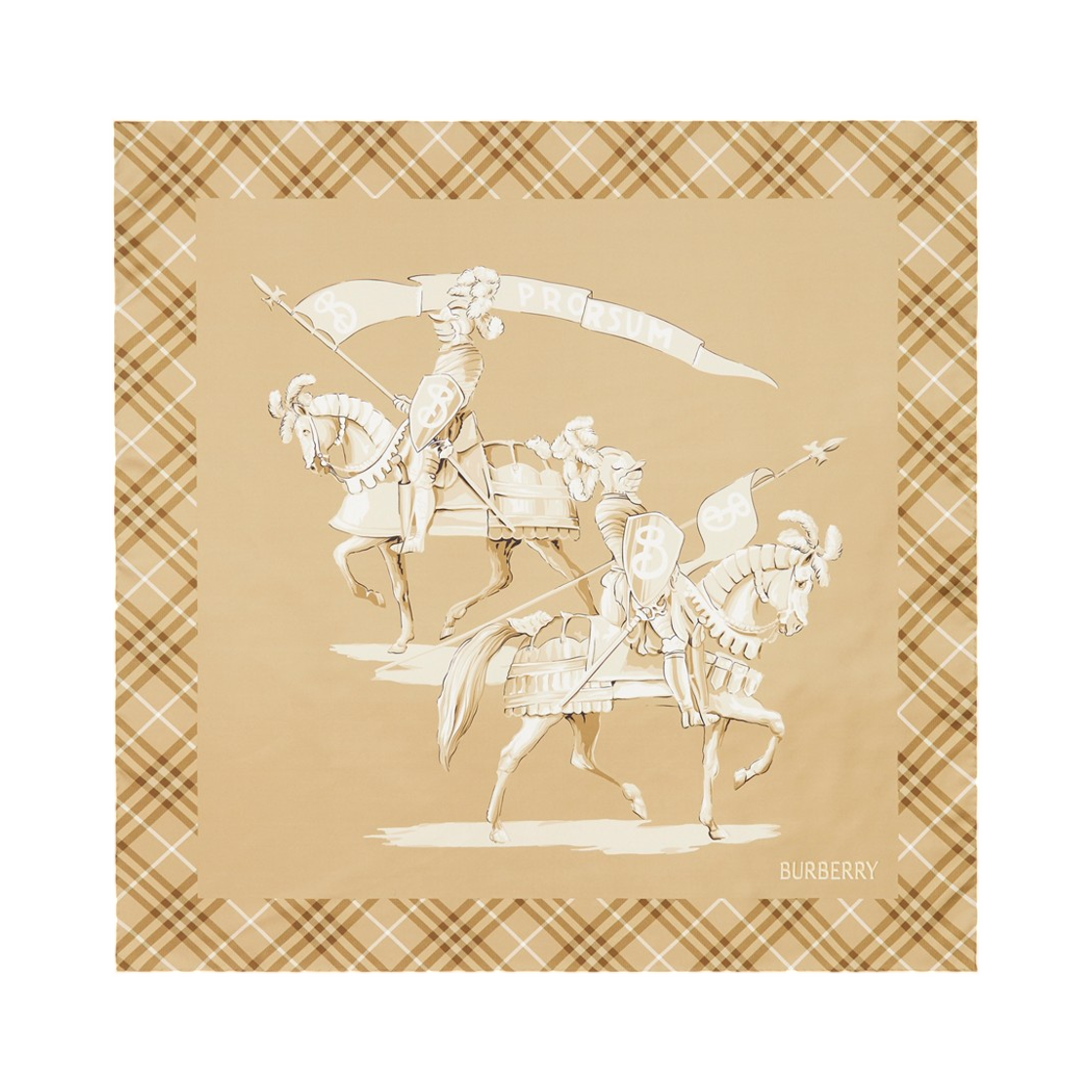 8125815 Burberry Archive Knight Silk Scarf Finch Beige